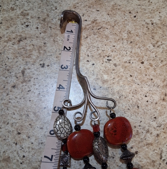 Red/Silver/Black Beads Upcycled Recycled Silverware Windchime-handmade - Picture 8 of 8